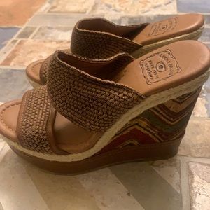 Lucky Brand Multicolor Chevron Cork Wedge Slipon 6